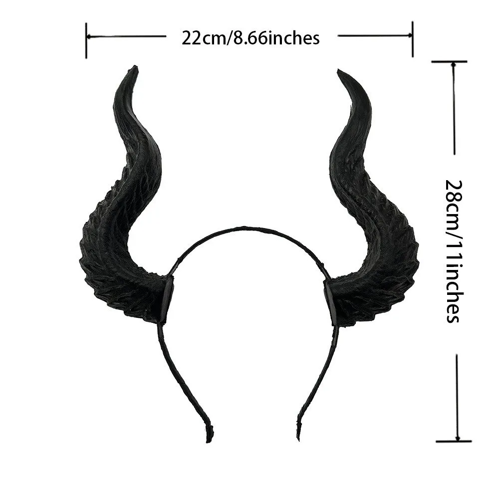 Novelty Ox Horn Halloween Horns Headband PU Dark Series Cosplay Hairband Halloween Headwear Halloween Hair Hoop Masquerade Party