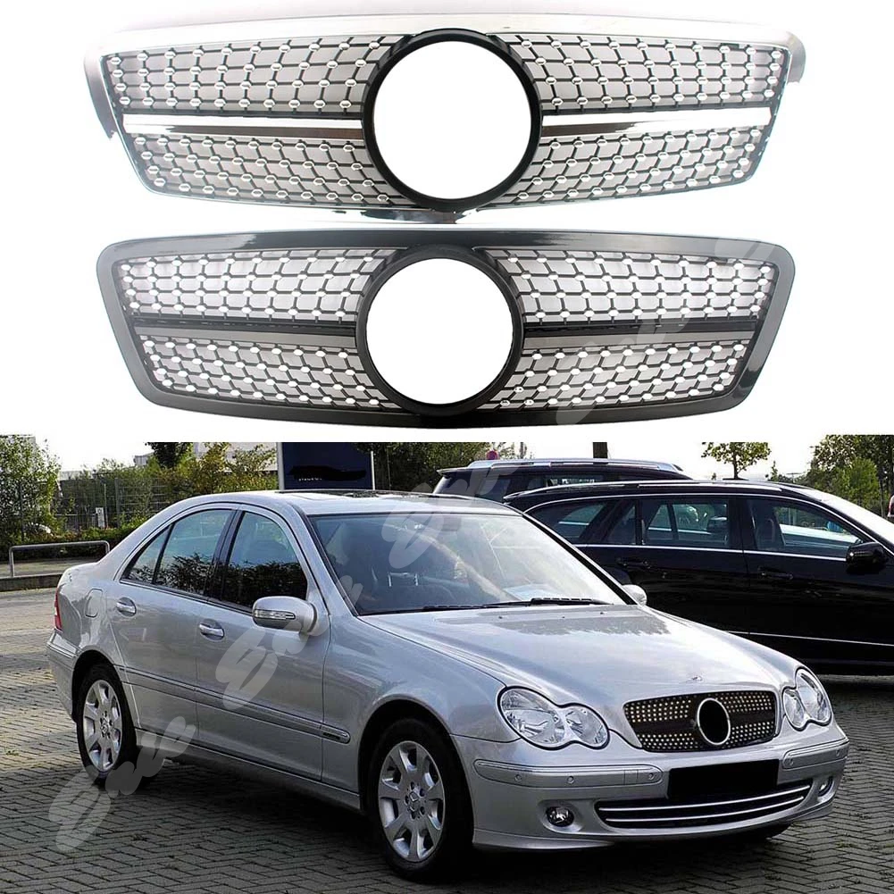 

Car Front Upper Grill Bumper Grille fit For Mercedes Benz C-Class W203 C280 C320 C240 C200 Diamond Style 2001-2007 Four Doors