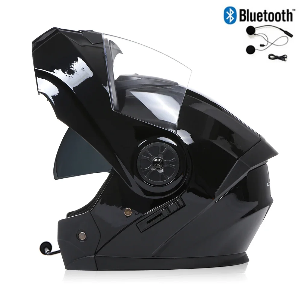Cool Flip Up Modular Helmet with Bluetooth Dual Lens Racing Motorcycle Helmets DOT Motocross Helmet Full Face Cascos Para Moto