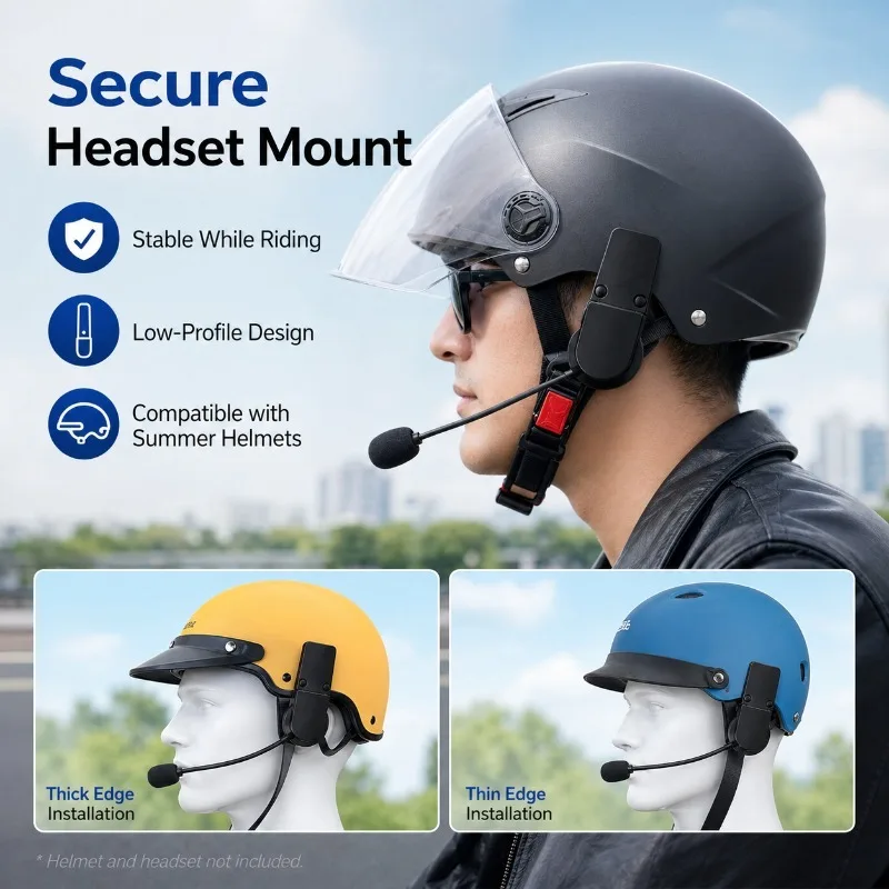 Summer Motorbike Electric Bike Helmet Headset Fix Clamp Multifunctional Steel Clip Plastic Clip Helmet Bluetooth Headset Clamp