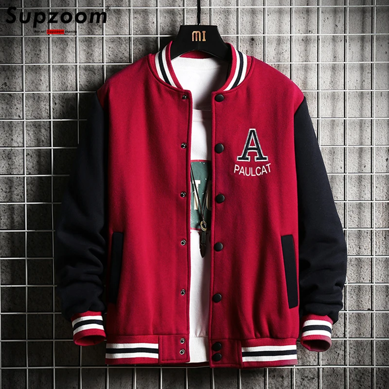 Supzoom New Arrival Preppy Style Cotton Thick Embroidery Rib Sleeve Brand Clothing Baseball Autumn Winter Casual Bomber Jacket