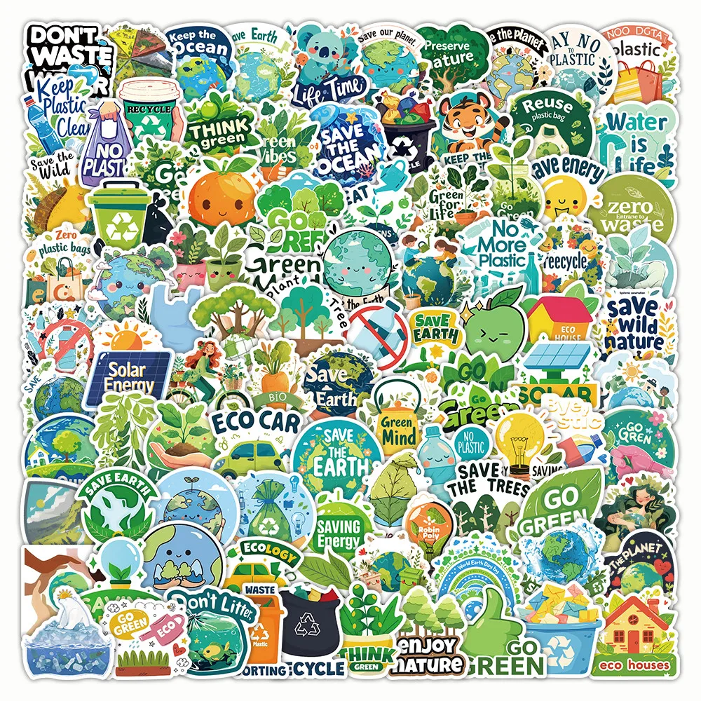 203 Buah Stiker Perlindungan Lingkungan Bumi Dekorasi untuk Jurnal Kerajinan DIY Proyek Edukasi Toko BulingBulingStickers