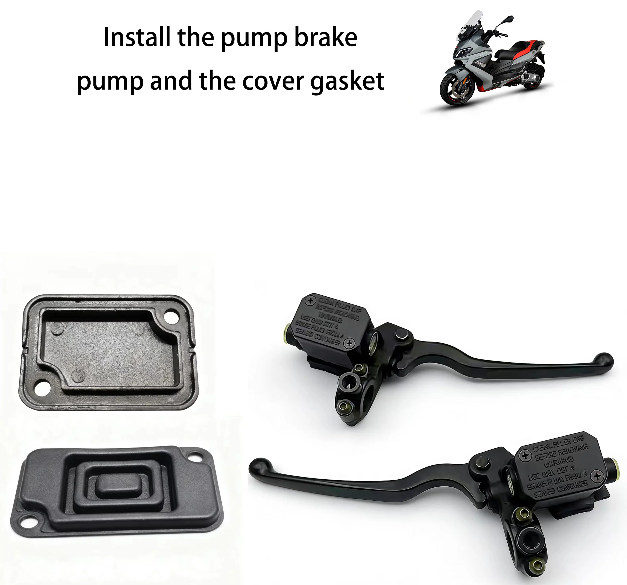 Brake Pump and Cover Gasket, Motorcycle Brake Assembly and Oil Cap Master Cylinder Cover, Suitable for Srmax250 Sr250 Mp3250 Mp3300 Mp3 500 X7 Motorcycle Parts