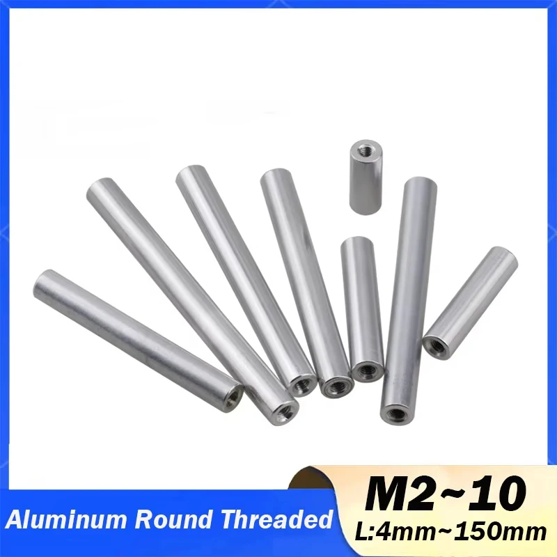 M2 M3 M4 M5 M6 M8 M10 Aluminum Round Threaded Sleeve Standoff Spacers Long Nuts Connector for RC Model Length 4/5/6/8/10~~150mm