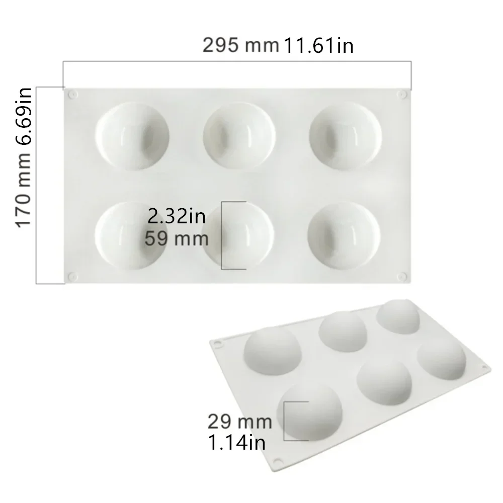 6/8 Cavities Mushroom Shape Silicone Mold Half Round Cake Mould Cone Mousse Dessert Decorating Tools Kitchen Accessories