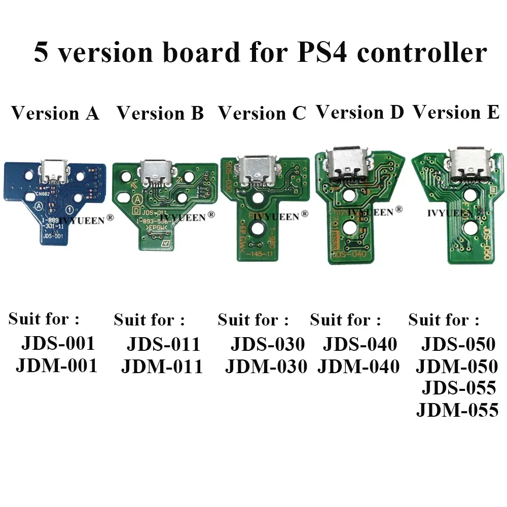 IVYUEEN USB Charging Port Socket Circuit Board 12Pin JDS 011 030 040 050 for Dualshock 4PS4 Controller Flex Ribbon Cable