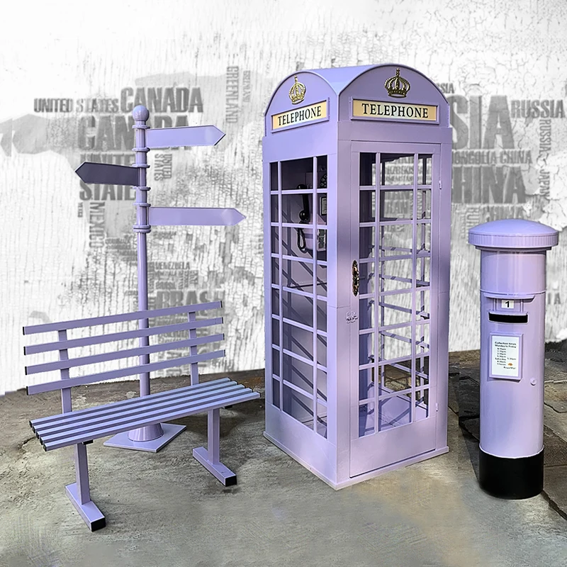 

New Art Installation British Telephone Phone Booth Antique Pink Floral Telephone Booth for Wedding Props