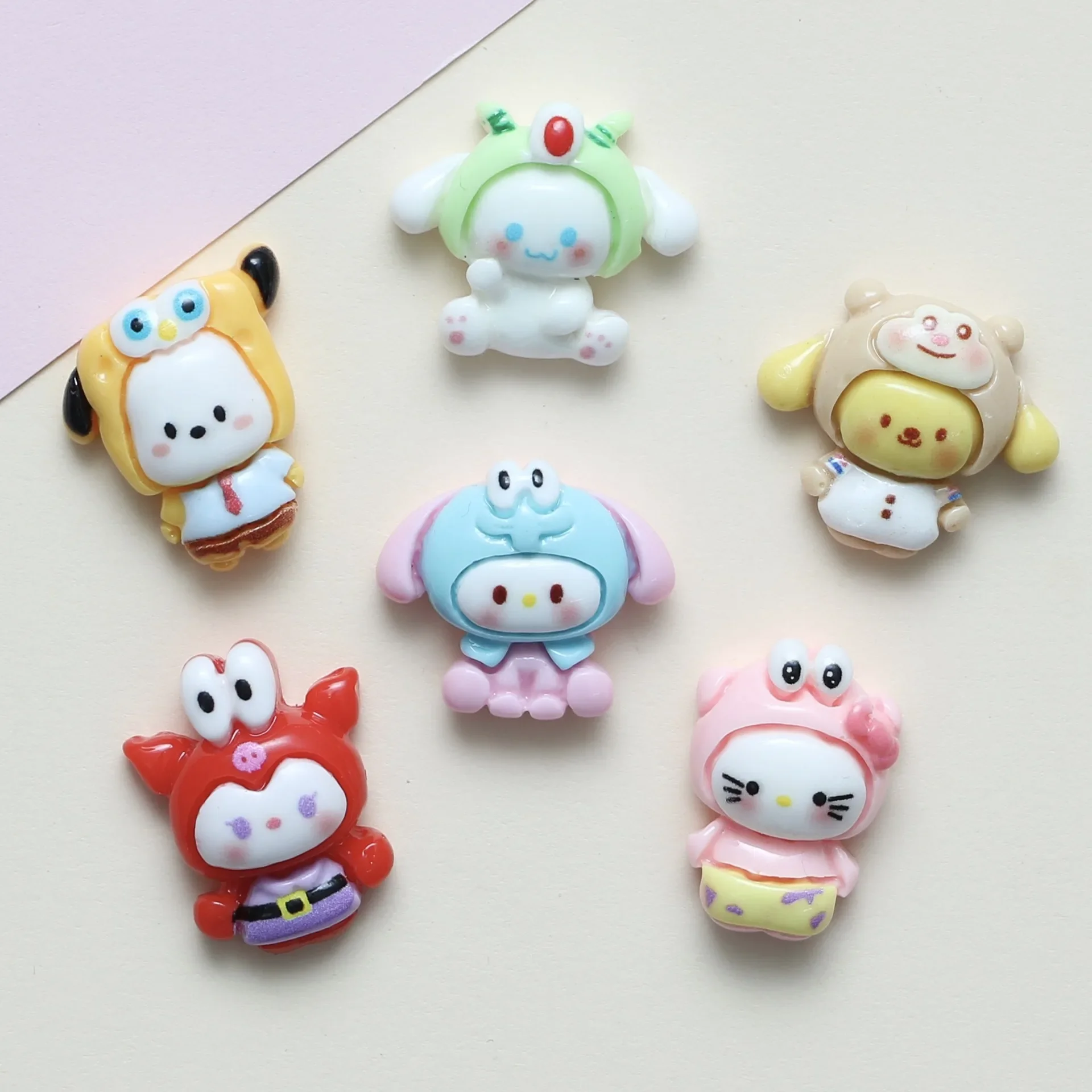 5pcs miniso Cute Cha Cha Hai Bao Childlike Fun Handmade DIY Cream Gel Phone Case cartoon resin flatback