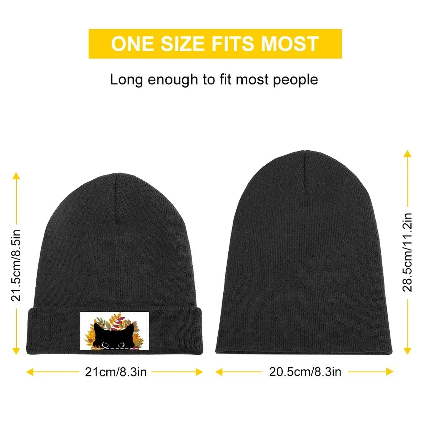 Black Cat Peeking Spying Autumn Fall Knitted Hat Gentleman Hat Golf Hat Beach Women's 2023 Men's