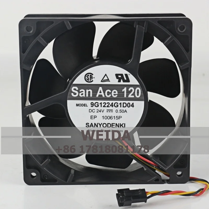 

Новый вентилятор охлаждения Sanyo 9G1224G1D04 12 см DC24V 0.50A 12038 120X120X38MM с двойными шарикоподшипниками для преобразователей частоты