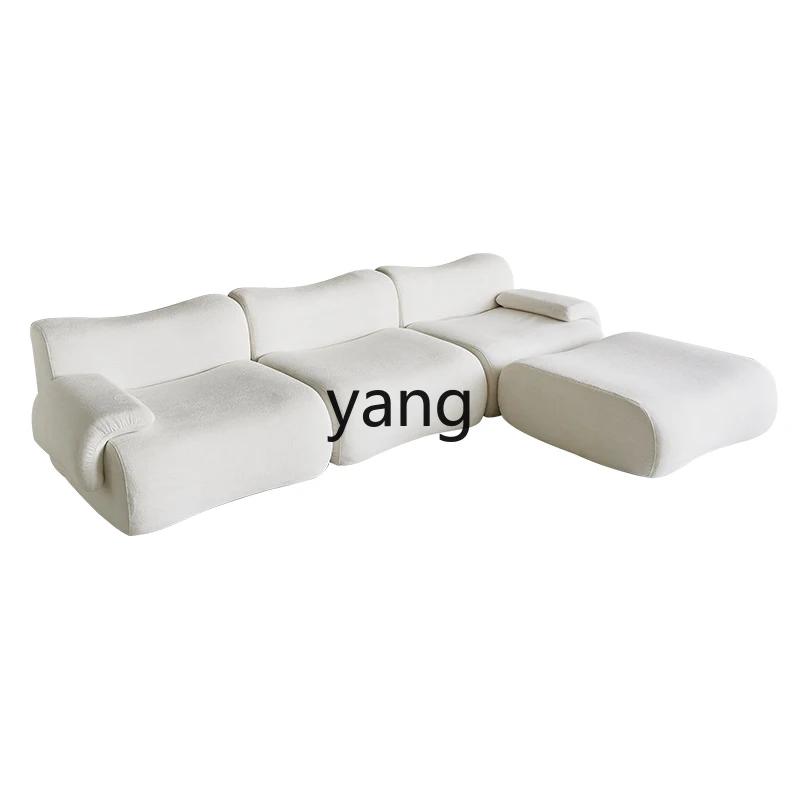 

YHM Cream Style Compressed Living Room Combination Lamb Wool Sofa