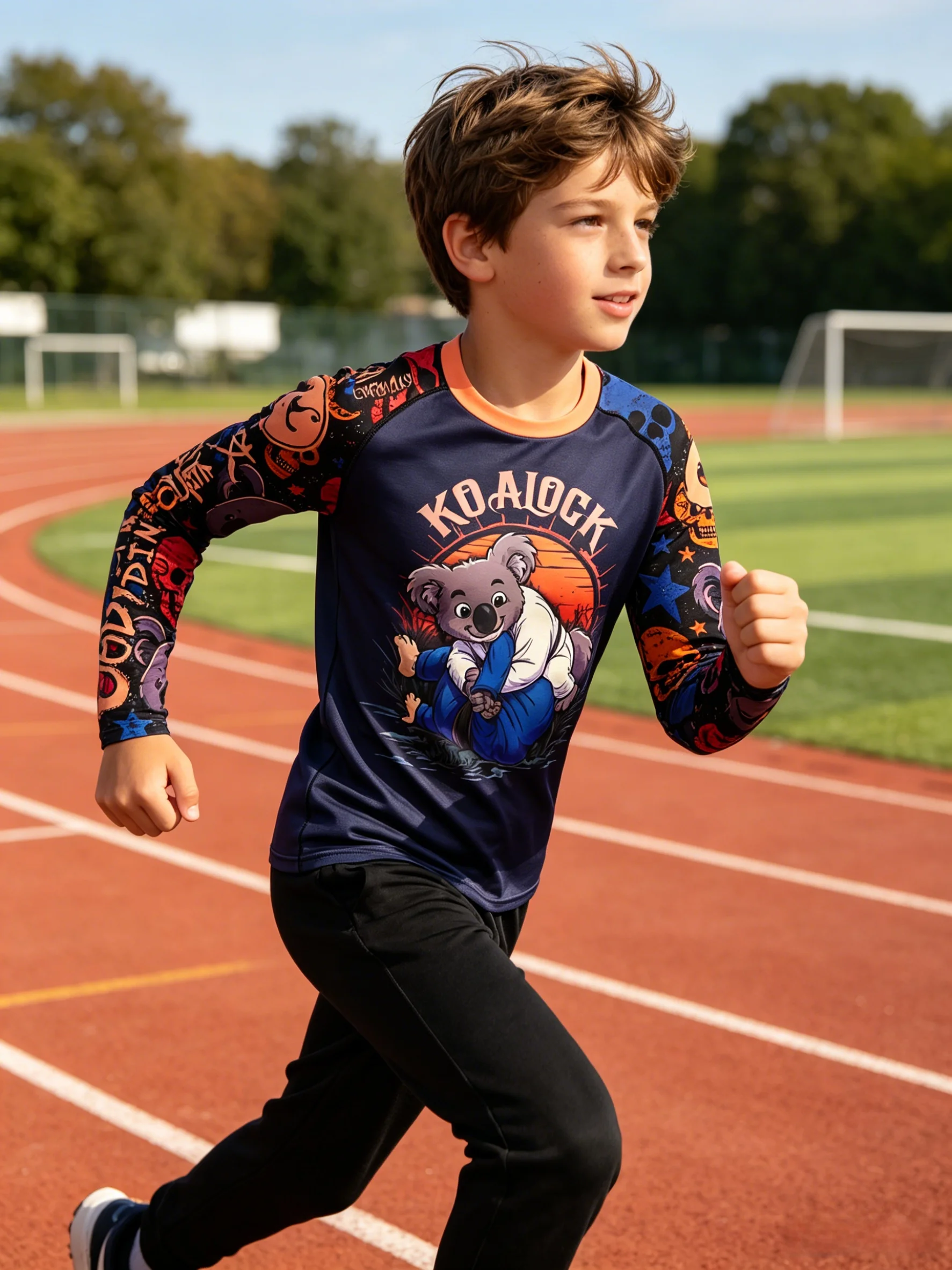 Cody Lundin Kids Boxing Jiu Jitsu Gi MMA Rash Guard Sets Quick Dry Breathable for Running Cycling Fishing Outdoor Sports Wear