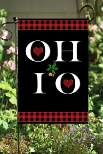 O H I O Buckeye Leaf Garden Flag  Double Sided Quality