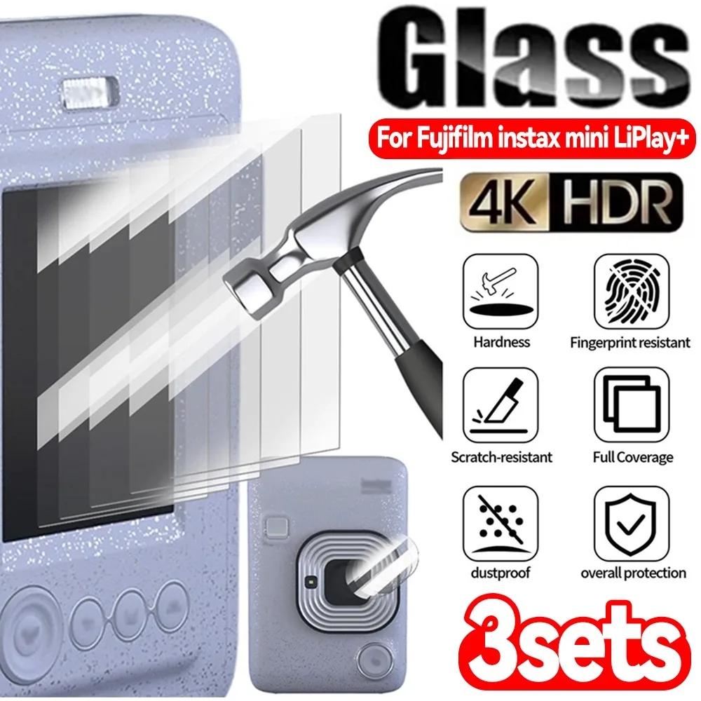 

1-3set Tempered Glass Screen Protector&Lens Protector for Fujifilm Instax Mini LiPlay Plus HD Clear Anti-scratch Protective Film