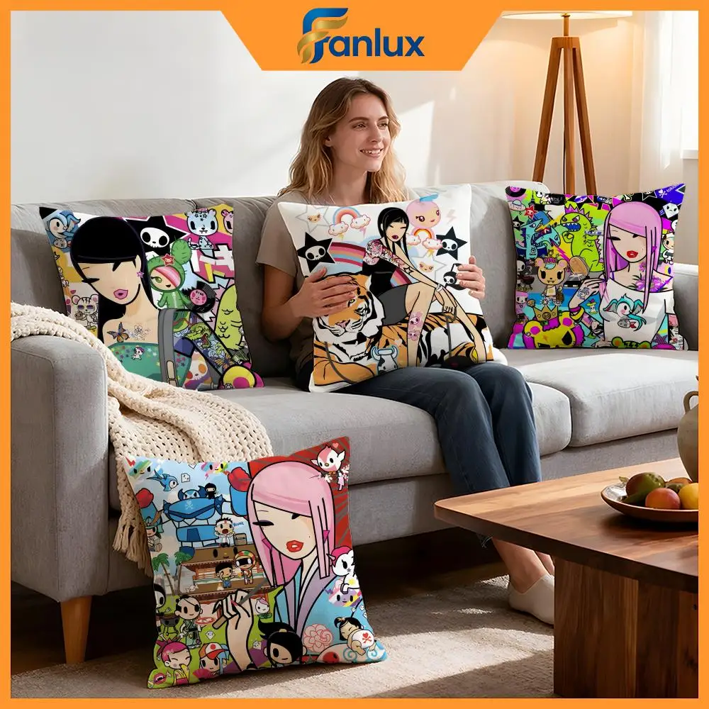 Brand Tokidoki Cushion Cover 4Pcs Decorative Covers Soft Cushion Case for Sofa Couch Decor 40x40 45x45 Pillowcases