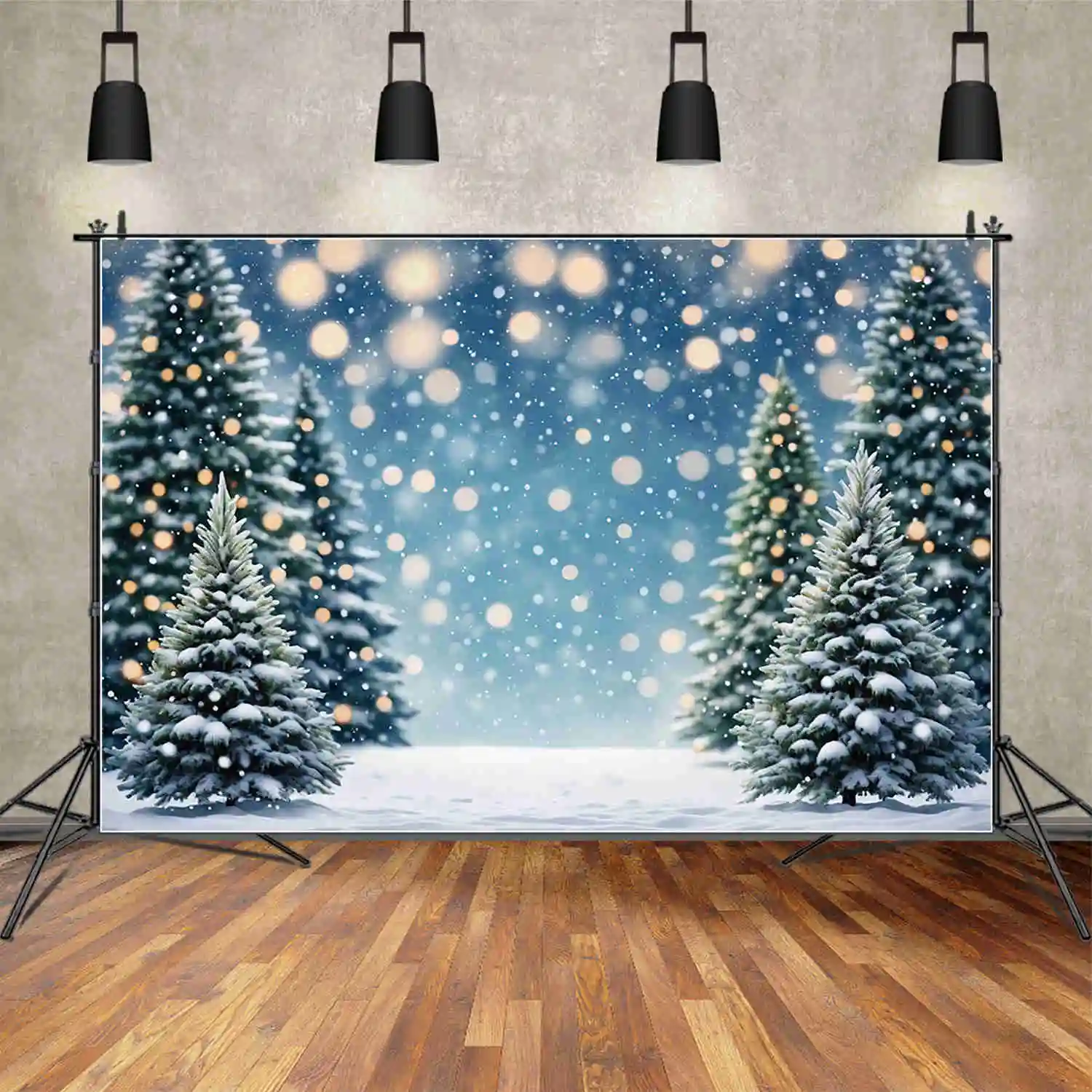 

MOON.QG Winter Pine Tree Backdrops Field Children Outdoor Christmas Snow Backgrounds Custom Party Decoration Photozone Supplies