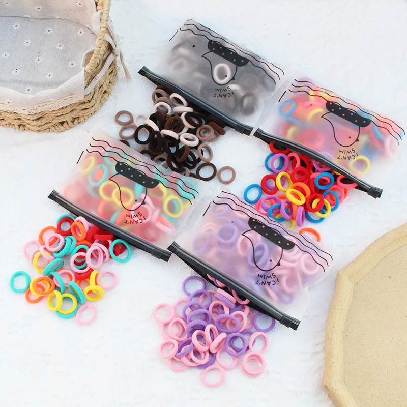 50/100Pcs Women Girls Colorful Polyester Elastic Hair Bands Ponytail Holder Rubber Bands Headband Kids Sweet Hair Accessories