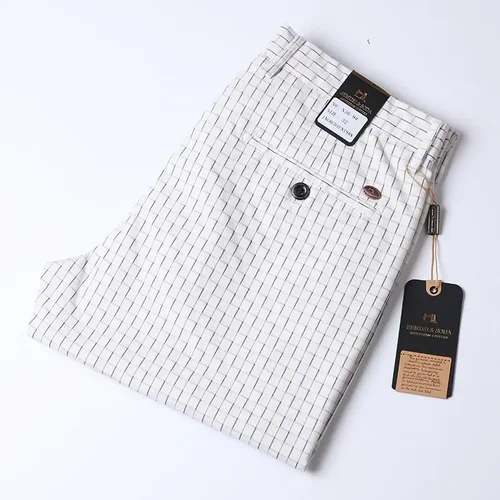 Imagen 1 del producto Tendencias de 2025, pantalones rectos finos de verano a cuadros para hombre, pantalones de vestir informales Vintage para hombre, pantalones de moda a cuadros para hombre, negocios, blanco y rojo