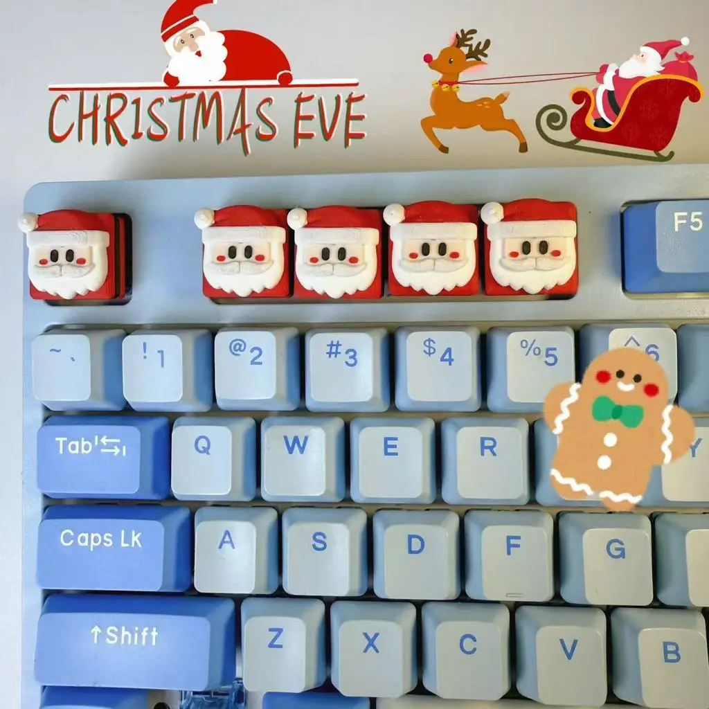 

Cartoon Cute Santa Claus Personalized Keycap Mechanical Keyboard Cross Axis Creative High Beauty Girl Gift