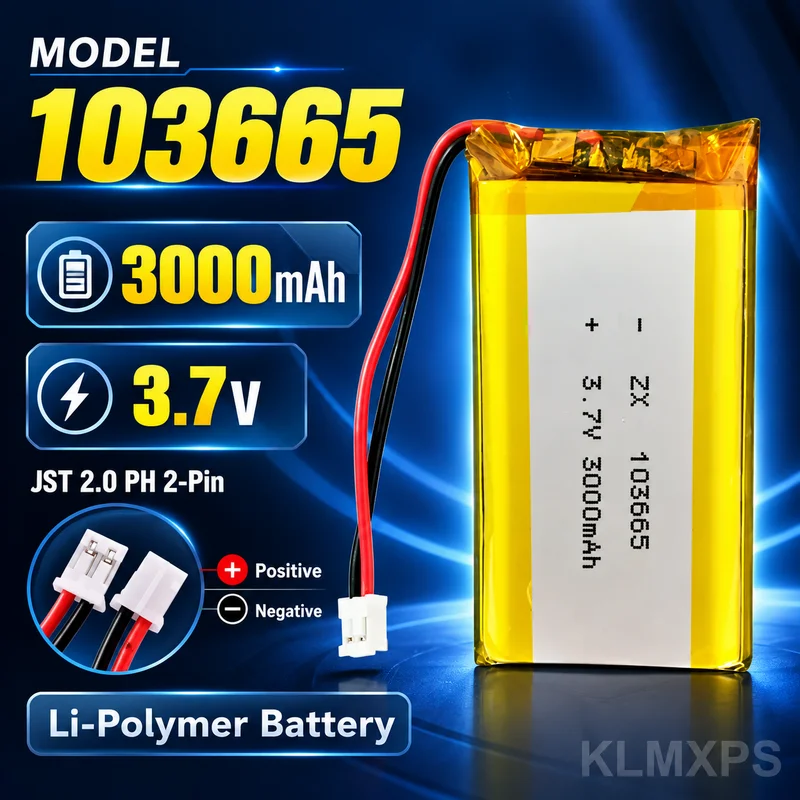 103665 3000mAh 3.7V Polymer Li-Po Rechargeable Battery for Bluetooth Keyboard Tablet PC DVD Speaker Digital Camera Replacement