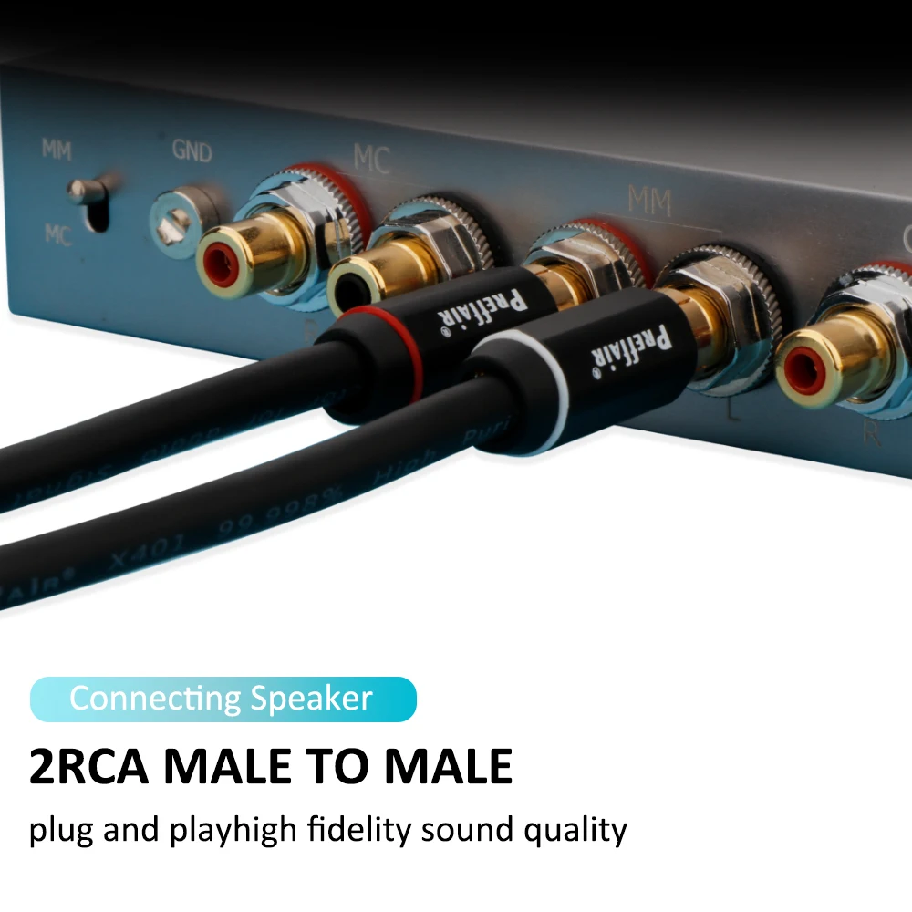 Preffair-Cable Dual RCA estéreo de núcleo de cobre de alta pureza 4N, alta calidad, interconexión de Audio HiFi con enchufes chapados en oro de 24K, nuevo