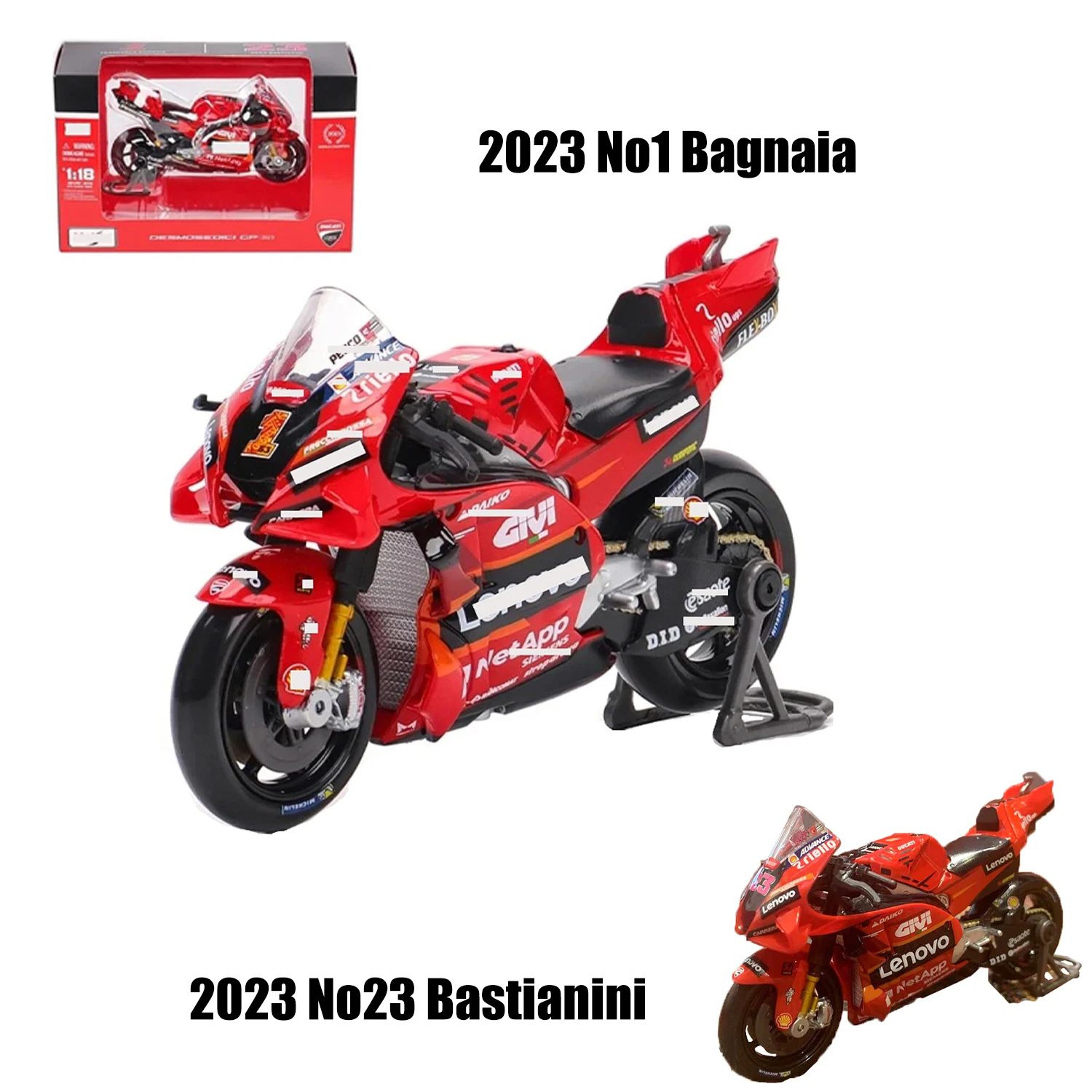 Nuevo Maisto 1:18 Moto Ducati Lenovo Equipo 2023 Campeón MotoGP # 1 # 23 Die Cast Model Edition Vehículo de aleación Motocicleta Coche Juguete Regalo