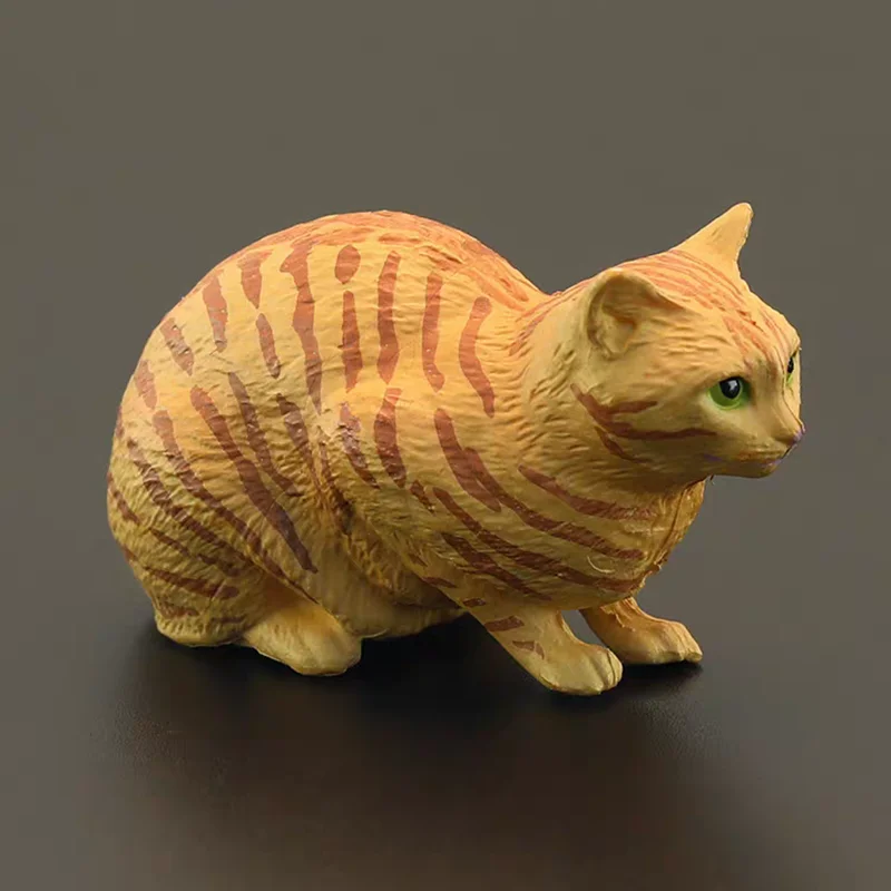 Modelo Animal de simulación sólida, estatuilla de gato naranja tumbada, decoración de escritorio bonita, Mini adorno