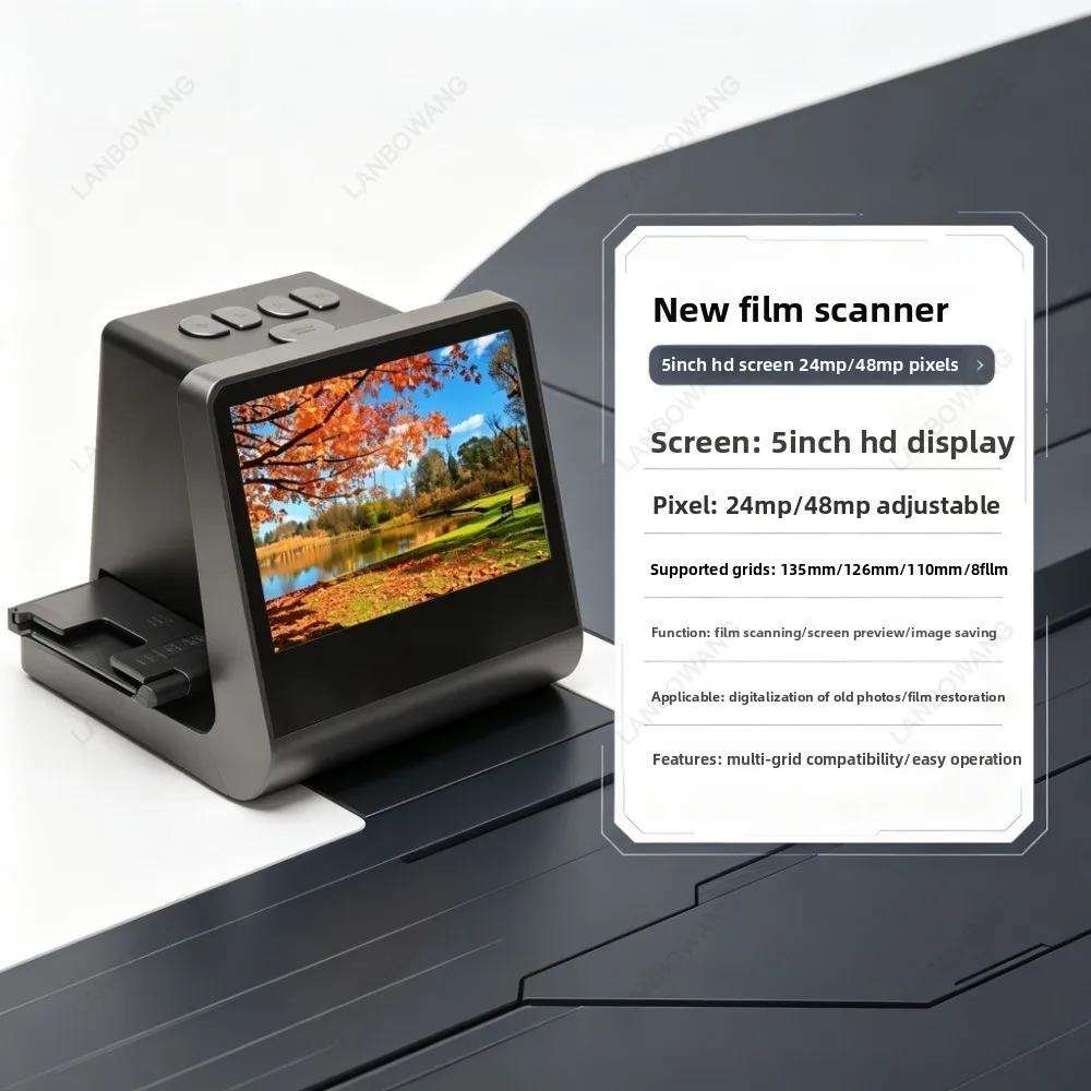 New 24MP/48MP Film Scanner 5 Inch HD Screen For 135 126 110 8mm Negative Film Digitizer