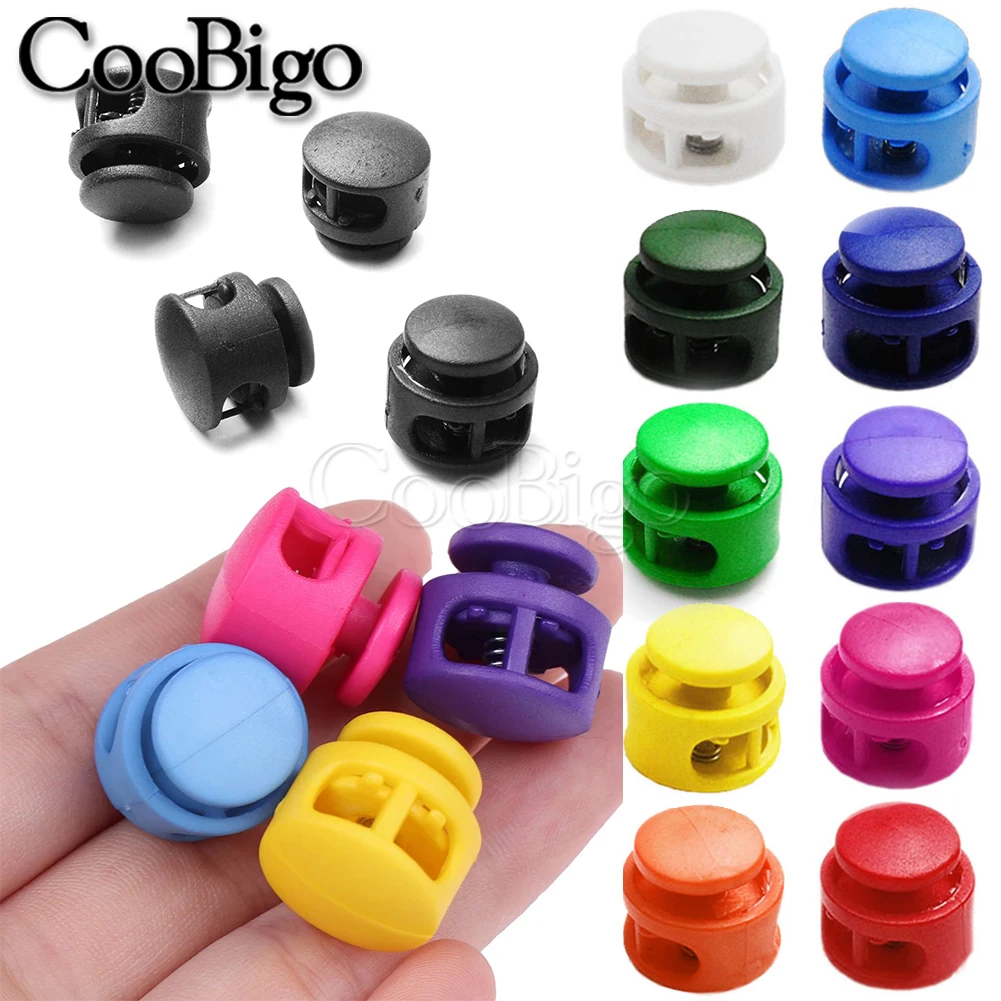 12pcs Plastic Spring Cord Lock End Toggle Clip Stopper Buckle Shoelace Clamp Garments Backpacks Paracord Drawstring Accessories