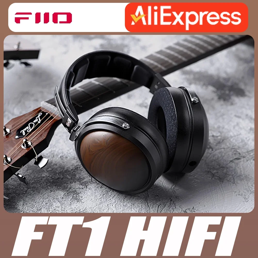 FiiO FT1 HIFI Wired Headphones Walnut Wood CCAW 60mm Dynamic Earphones Nanowood Fiber Composite Diaphragm Custom Esport Headsets