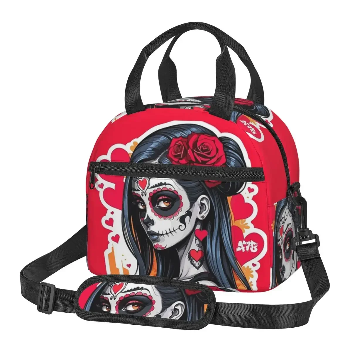 

Alexander Gothic Las Elegantes Girls Day Of Dead Skull Lunch Bags Bento Box Lunch Tote Picnic Bags Thermal Bag for Woman work