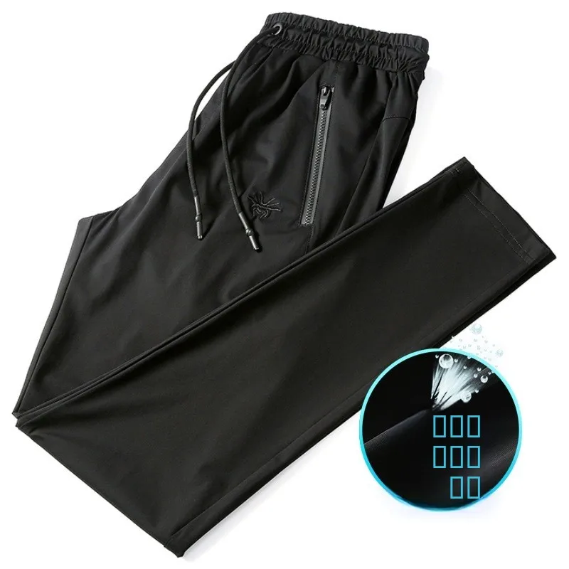 

Ультратонкие мужские повседневные брюки из ледяного шелка, свободные спортивные брюки для активного отдыха, эластичные прямые брюки, длинные брюки для лета