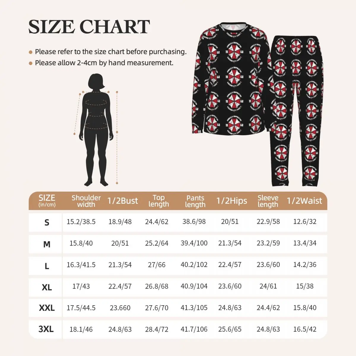 Movie Game Corporation Umbrellas Round Neck Long Sleeves Nightdress for Sleeping Sleepshirts Women Soft Pajama Set Long Pants 2