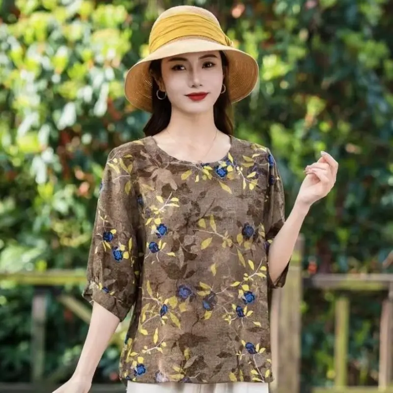 Women Summer Fashion Trend Printing Appear Thin O-neck Short Sleeve Shirts Women Clothes Casual All-match Temperament Top Tee