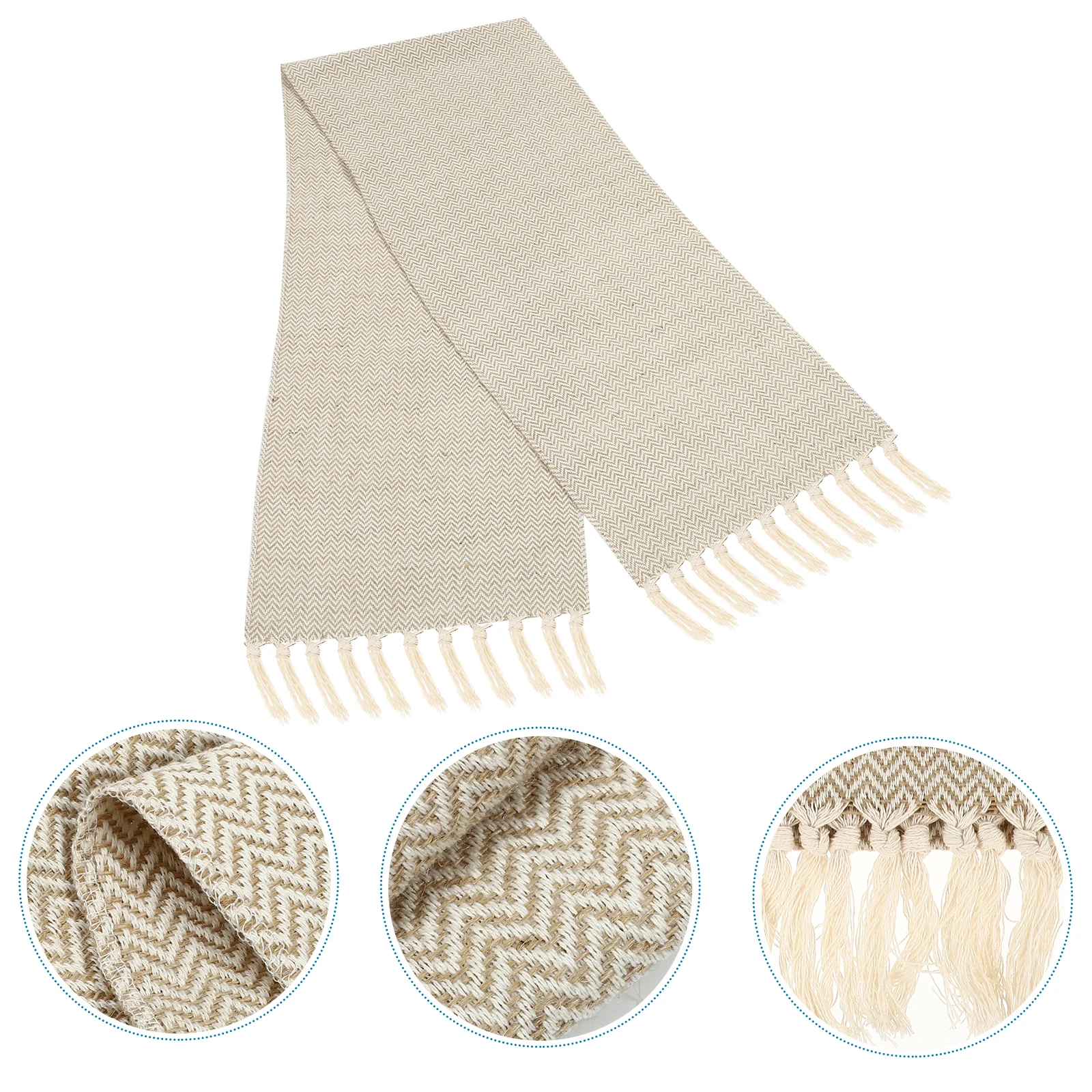 

Woven Linen Tea Table Runner Double-Sided Cotton Flax Tablecloth Tassel Dining Table Decoration Wedding Party Banquet