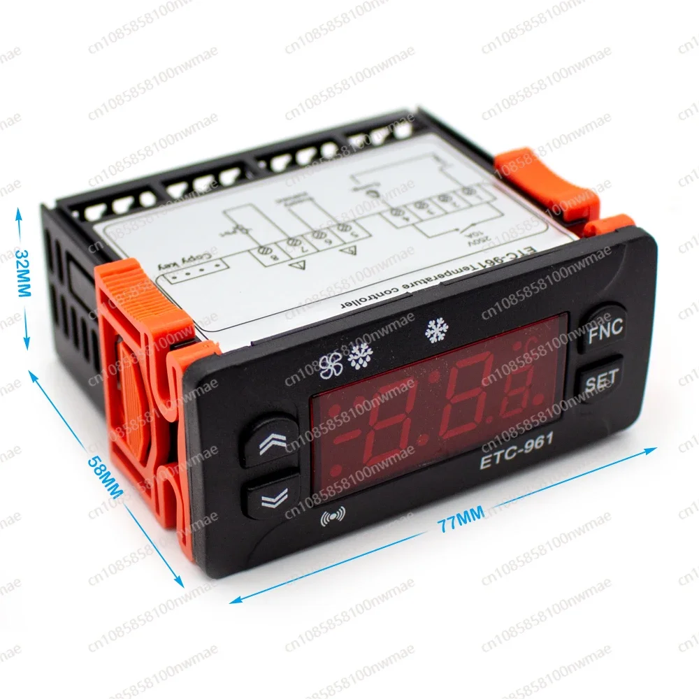 

Цифровой терморегулятор ETC-961 с микрокомпьютерным управлением, дисплеем и сигнализацией охлаждения, с датчиком NTC