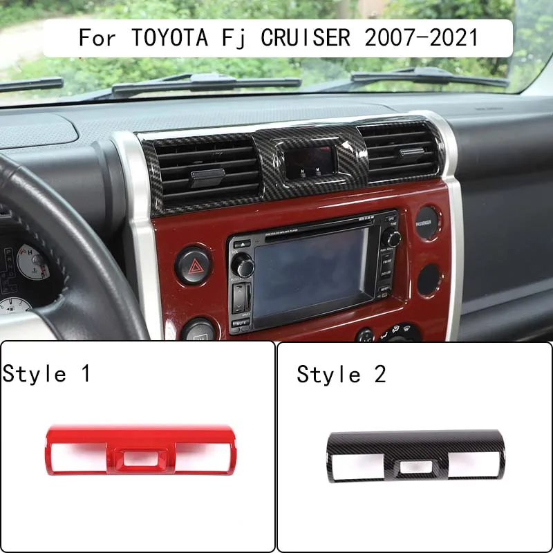 

For Toyota Fj CRUISER 2007-2021 Center Control Air Outlet Frame ABS Carbon Fiber Style Red 1 Piece Set Car Interior Accessories