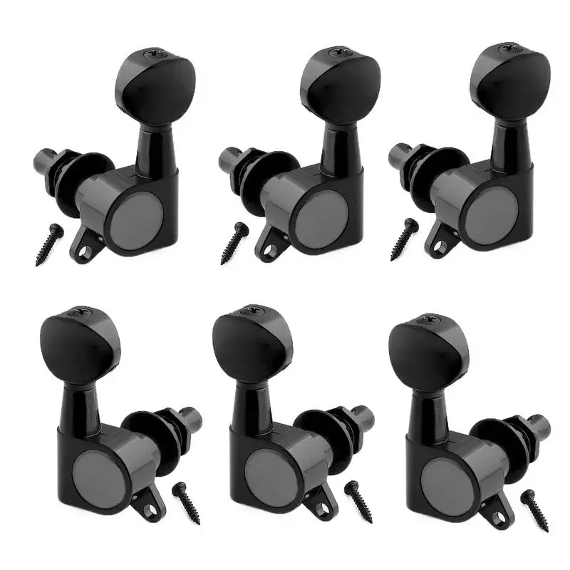 Guitar Tuning Pegs Fully Enclosed Oval Head Knobs Folk Guitar 3 Left  3 Right Guitar Parts Replacement Set Guitar String Tool