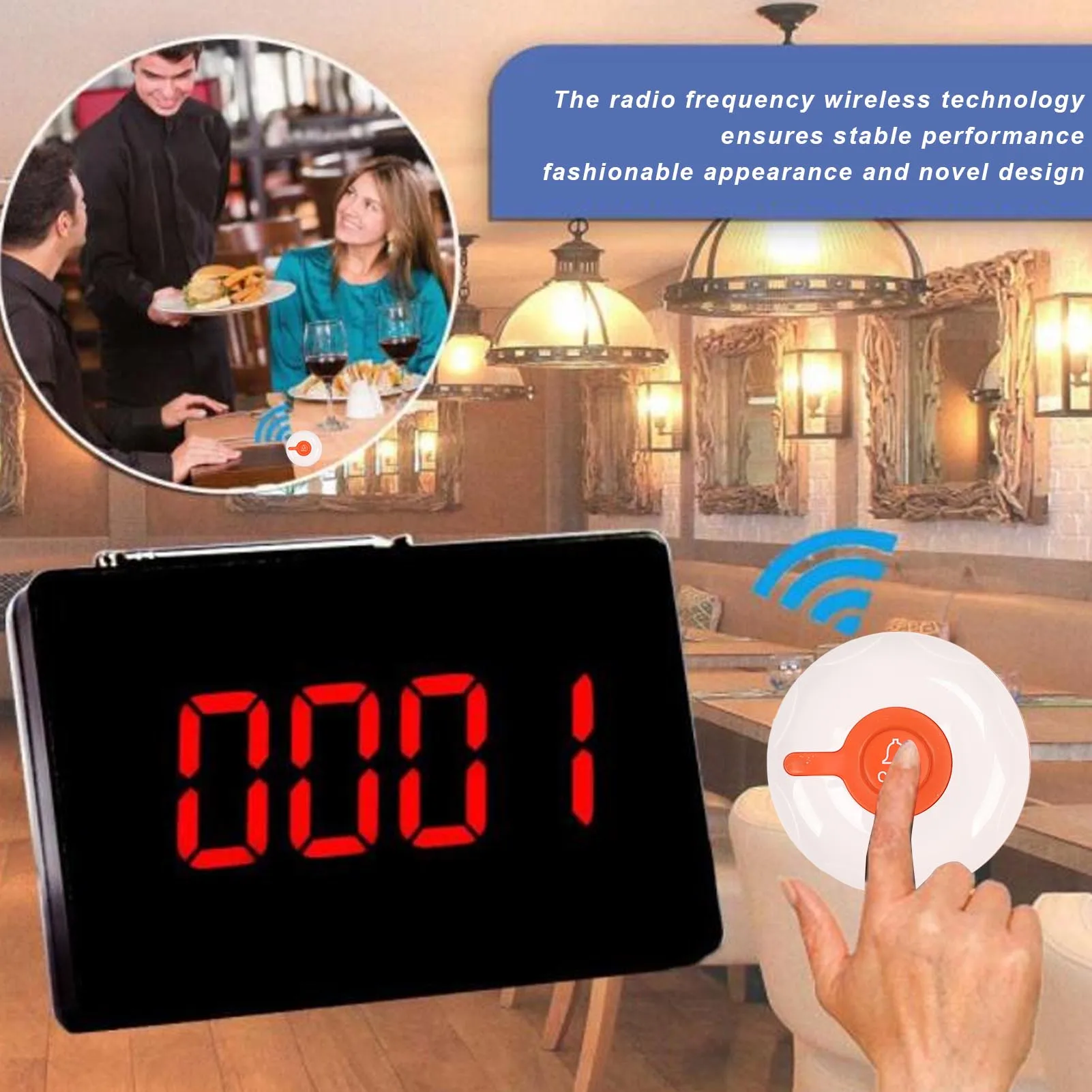 Patient Pager System 20Pcs Waterproof Call Buttons Adjustable Volume Stable Wireless Wireless Calling System 110-240V