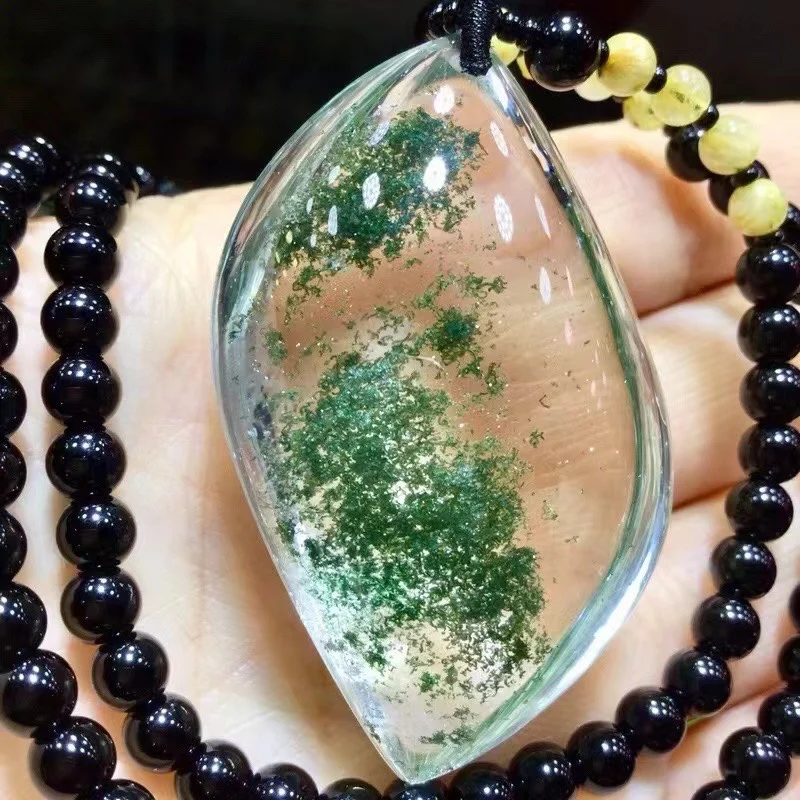 

Натуральный зеленый фантомный кварцевый кулон, ювелирные изделия для женщин и мужчин, 52*30*22 мм, ожерелье с каплями воды, фантомный редкий сад, AAAAAA