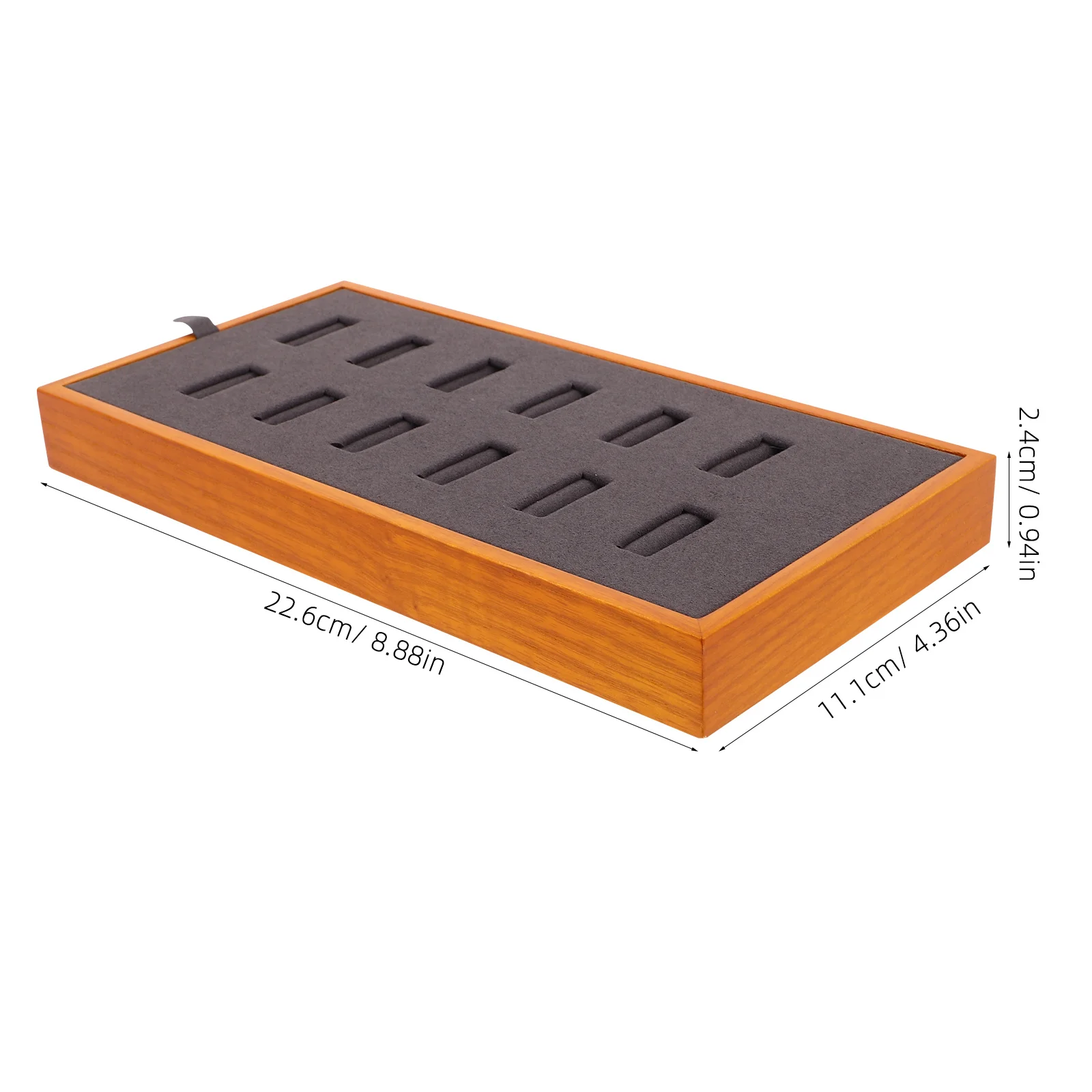 Solid Wood Jewelry Display Tray 12 Slots Ring Organizer Box Dustproof Storage for Rings Earrings Accessories Ring Tray