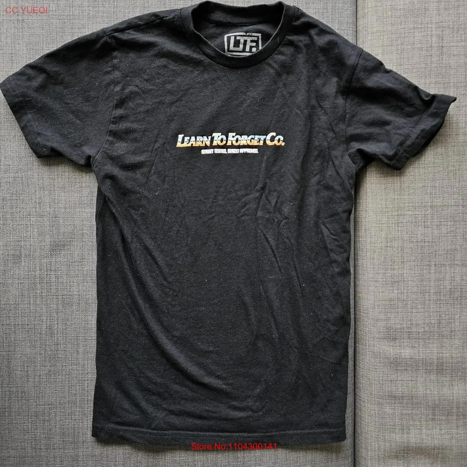Learn To Forget Black  T Shirt Small S vintage Washed fashion Casual designer clothes streetwear Versatile graphic Stylish