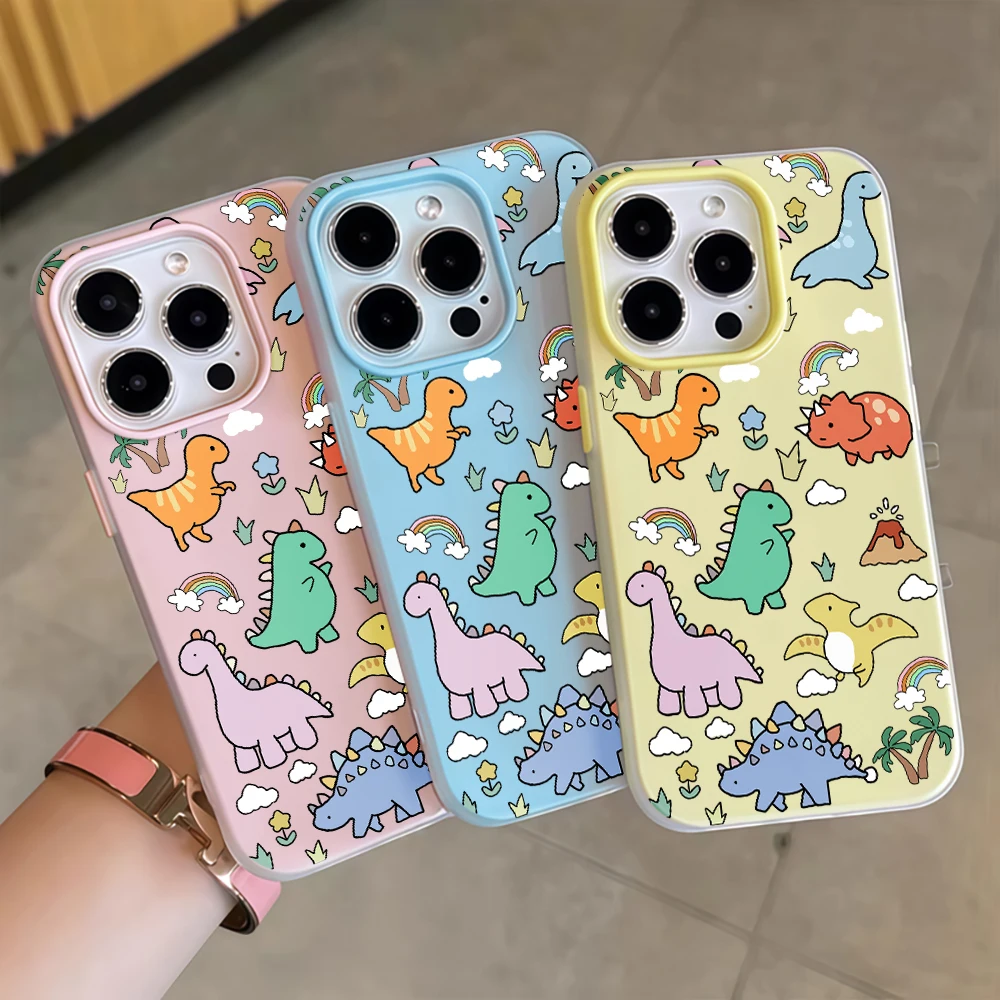 Cute Dinosaur Collage Candy Color Phone Case for Redmi Note 14 13 12 11 10 Pro Plus 4G 5G Redmi 14C 13C 15C Silicone Soft Cover