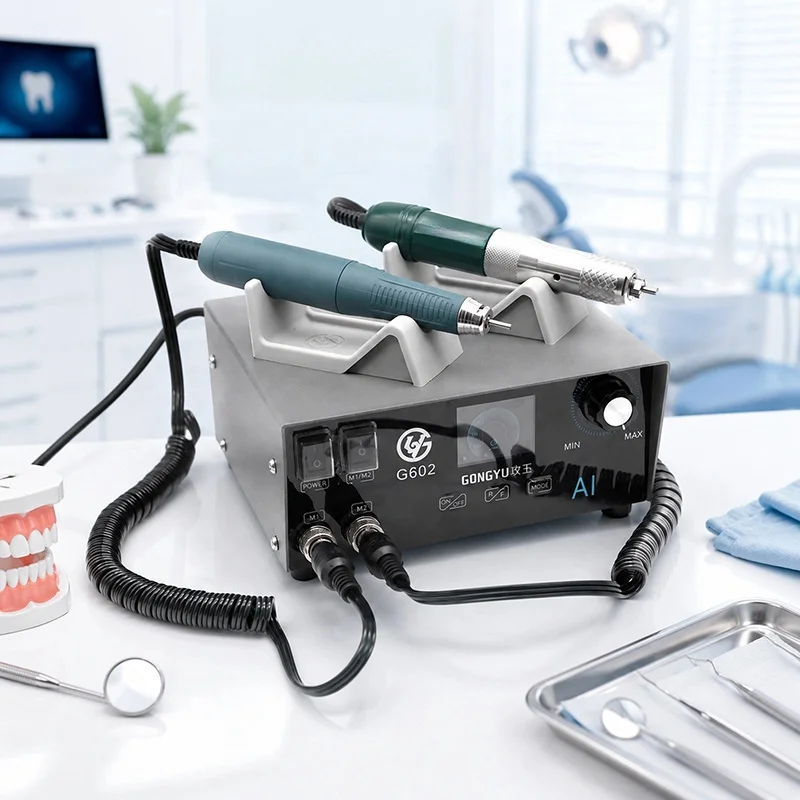 Dental Low Speed Dual Handpiece Micromotor Being Brushless AI Mode Switching HD Display Stepless Speed Dental Technician Machine