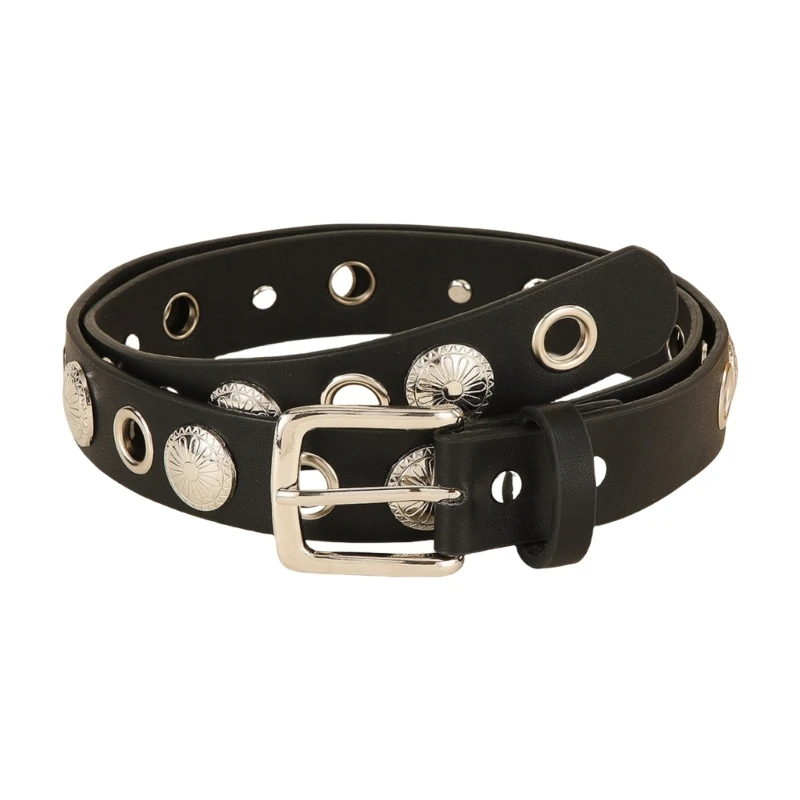 เข็มขัดคาดเอวแบบ unisex Punk Studded Belt สำหรับผู้หญิง Proms Club Party สวมใส่ทุกวัน