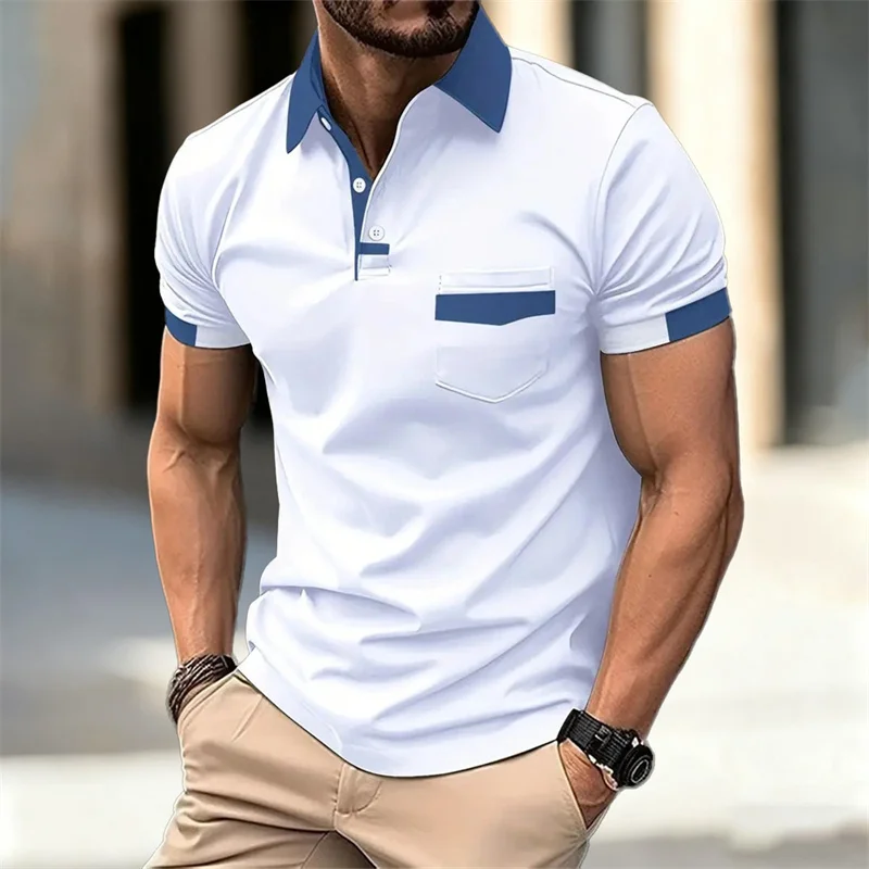 Men's Color-Blocked Polo Shirt, 6 Colors, Slim Fit