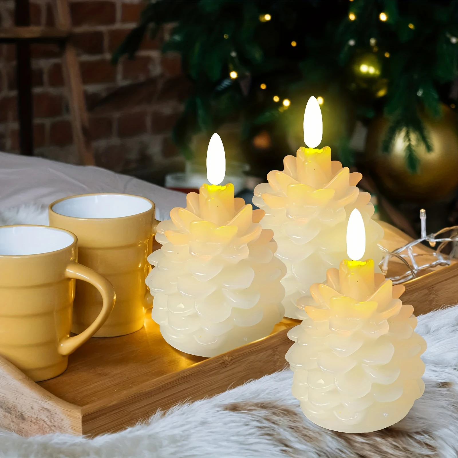 1 szt. Bezpłomieniowa świeca Led do domu świąteczne dekoracje ślubne pinecone elektroniczne świece tealight zasilane bateryjnie