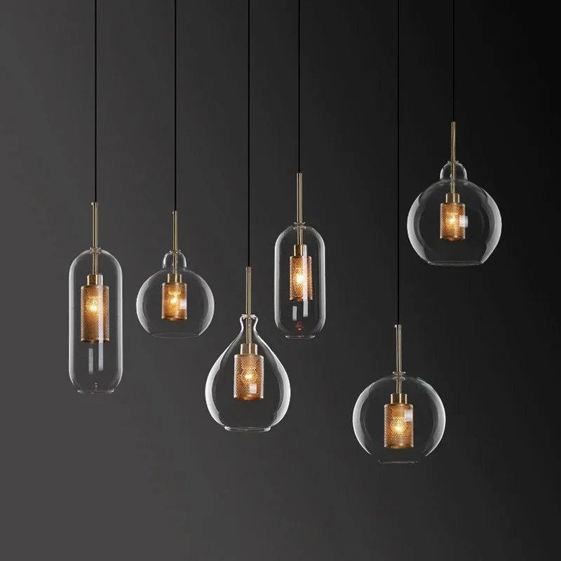 

Modern LED Glass Pendant Light Industrial Decor Lights Fixtures E14 for Bedroom Kitchen Restaurant Lamp Room Decor Chandeliers