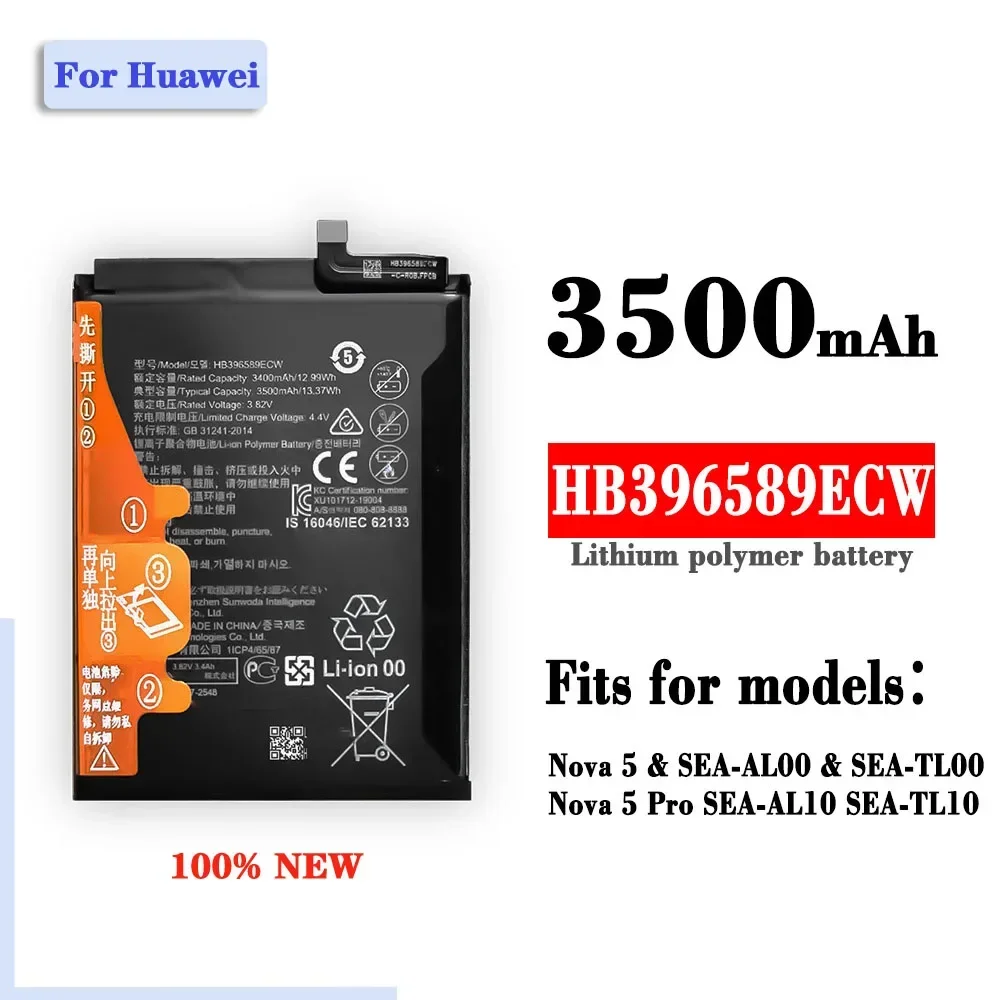 High Quality New Battery For Huawei Nova5 Nova 5Pro SEA-AL10 Phone Battery HB396589ECW Lithium Battery