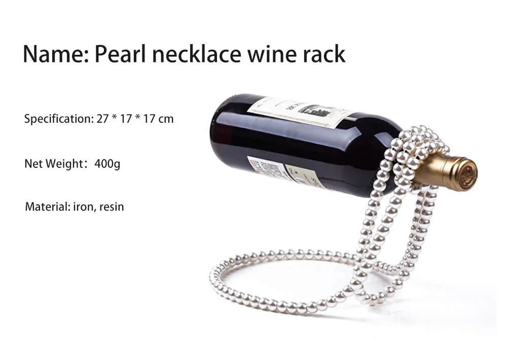 Creative Floating Wine Holder Pearl Necklace Wine Rack Champagne Wine Bottle Suspended Holder Wine Cabinet Ornaments Bar Crafts